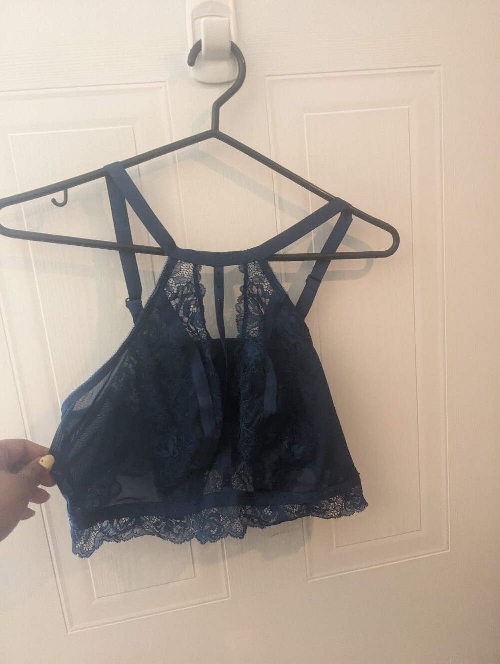 Torrid Curves Blue Lace Bralette Wireless With Rhinestones